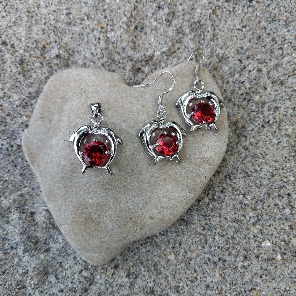 Sterling Silver Dolphin Earrings W/Charm